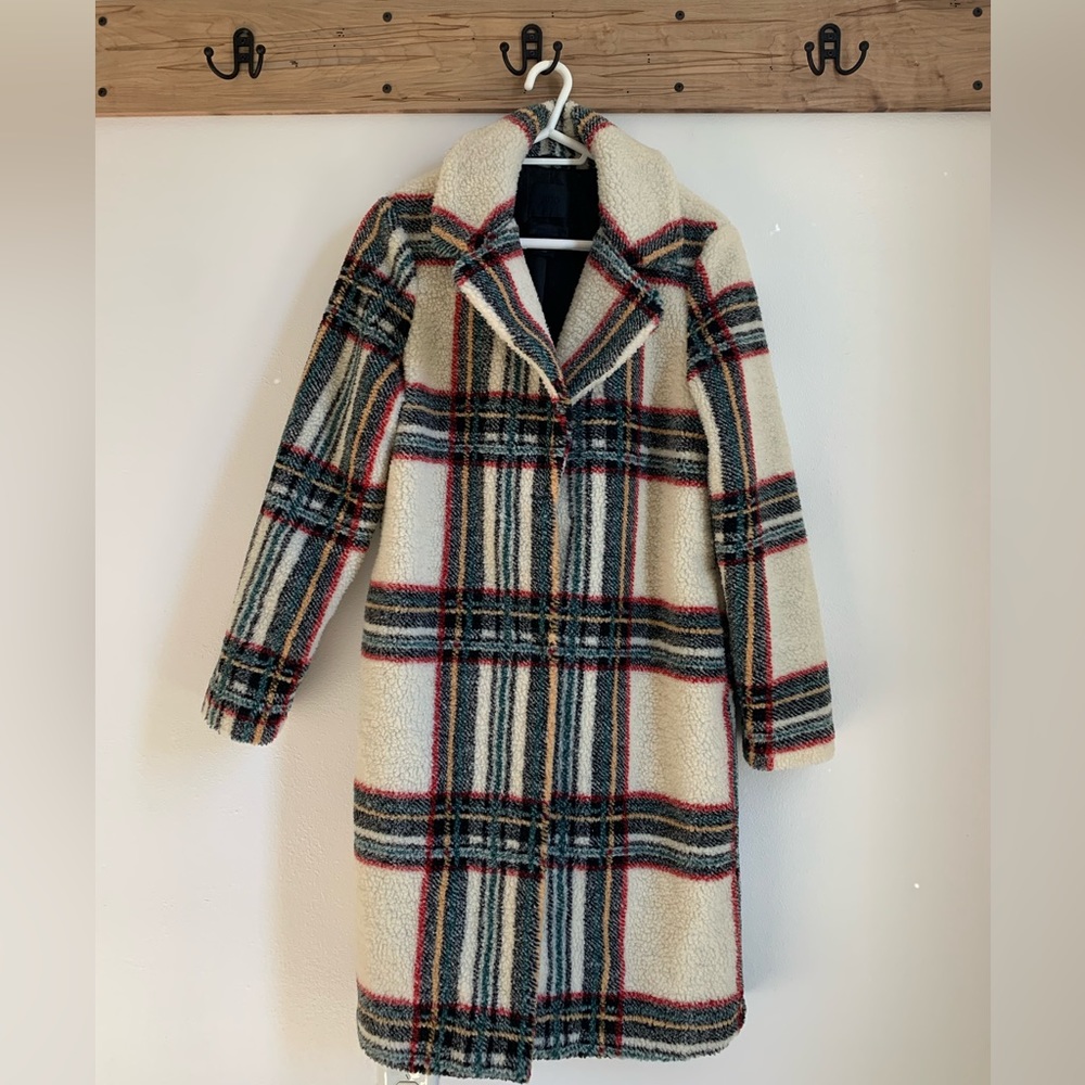 Plaid teddy coat